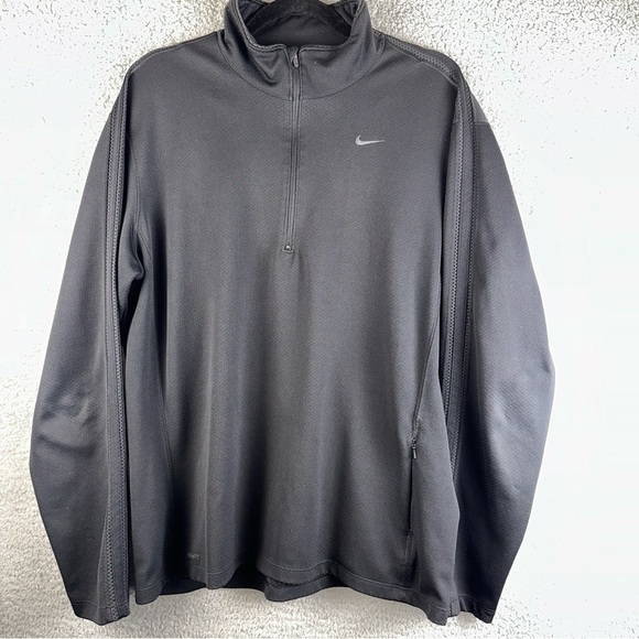 Nike Fit Dry Half Zip Mock Neck Sweatshirt Black Athletic Pullover Size Large - Picture 2 of 12
